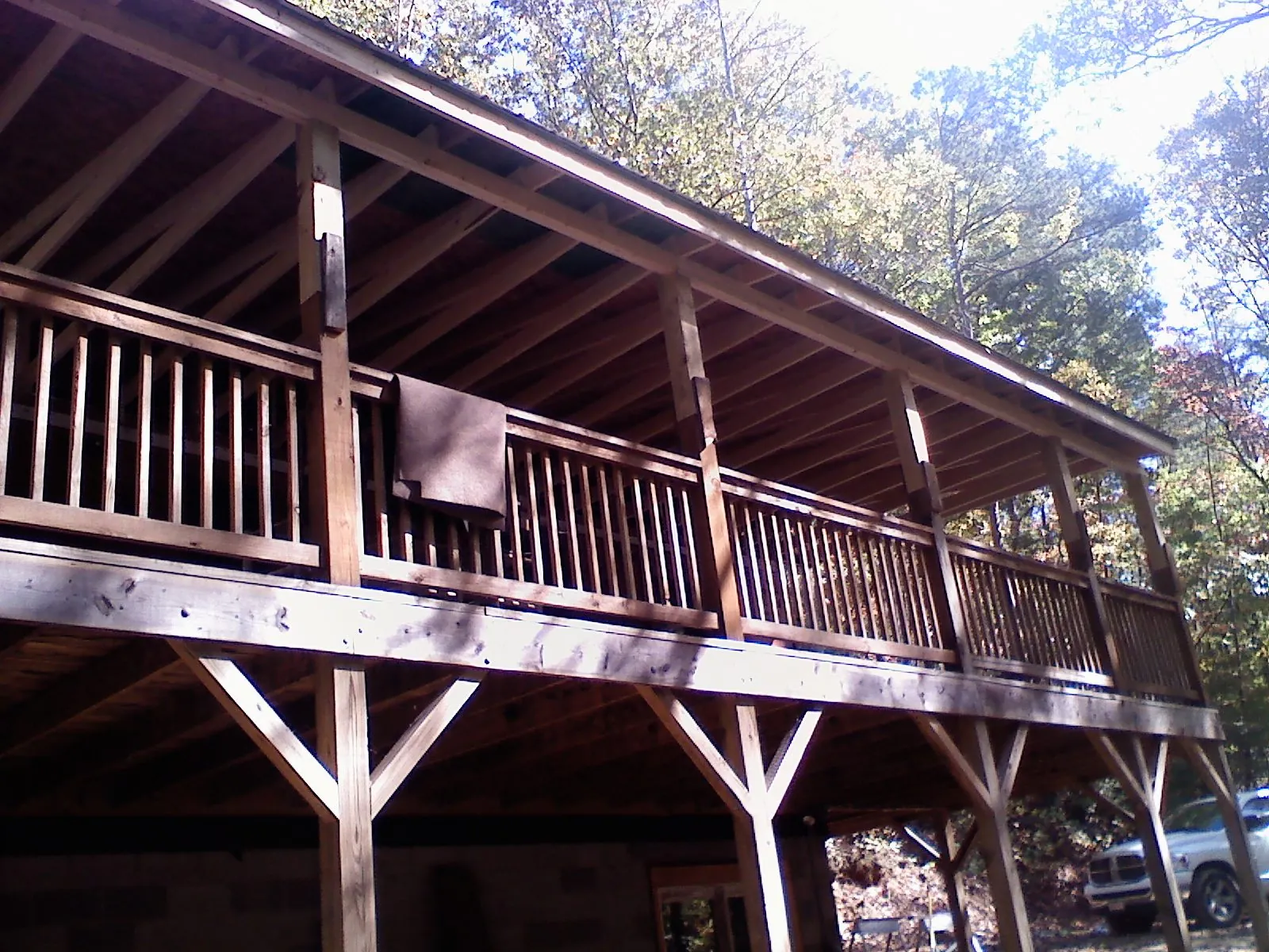 Timber framing under a new elevated porch and deck — Roof Leak Repair in Goose Lake by Roofing Brothers